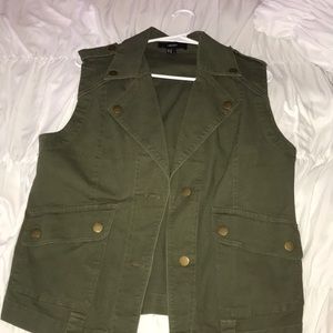Forever 21 Army Green jean sleeveless jacket